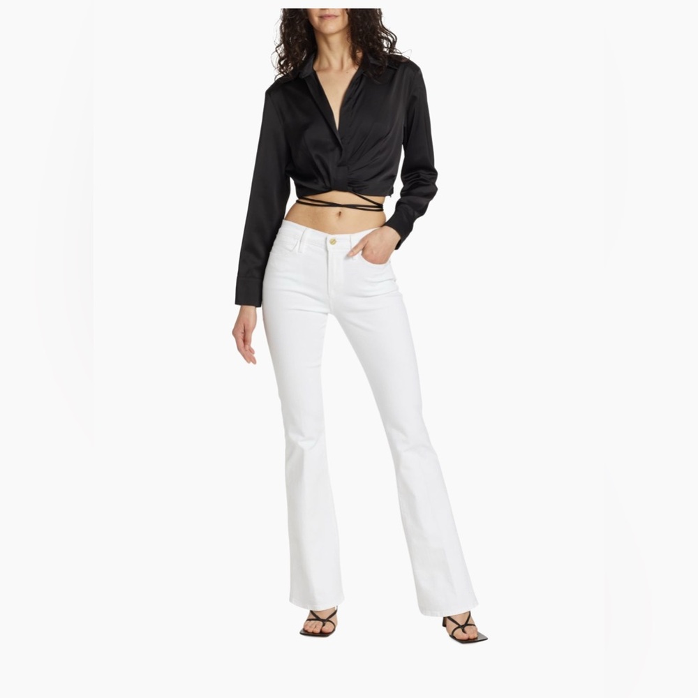 FRAME Le High Flare  Stretch Denim Jeans White Size 27